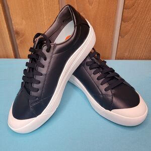 Dr Scholls Shoes Mens Size 9.5 Black Faux Leather Comfort Casual Low Sneakers